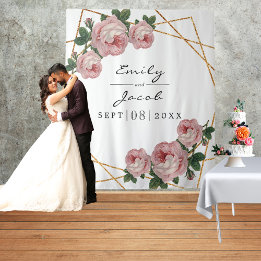 Guld Glitter Geo Rosa Blommigt  Foto Bakdroppsteck