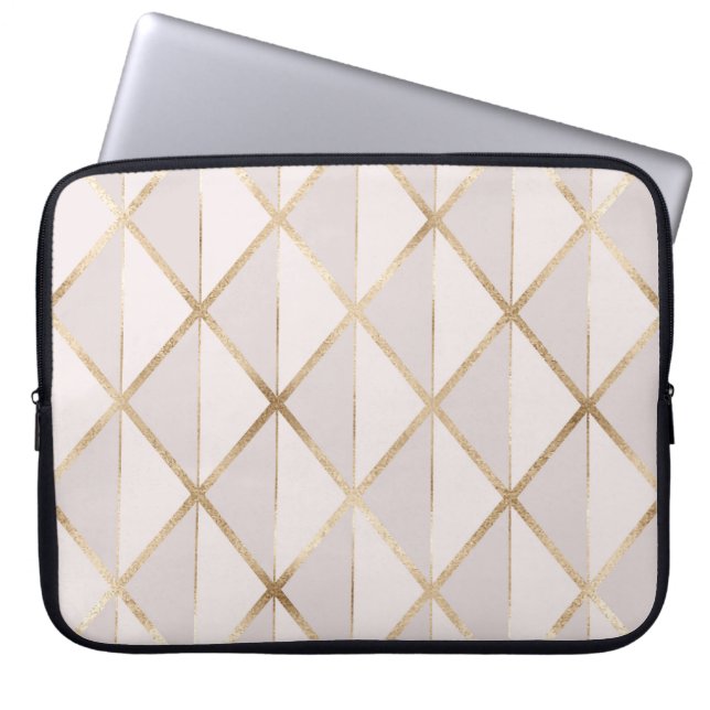 Guld glitter, geometrisk rhombus mönster. laptop fodral (Framsidan)