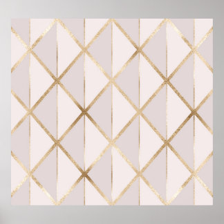 Guld glitter, geometrisk rhombus mönster. poster