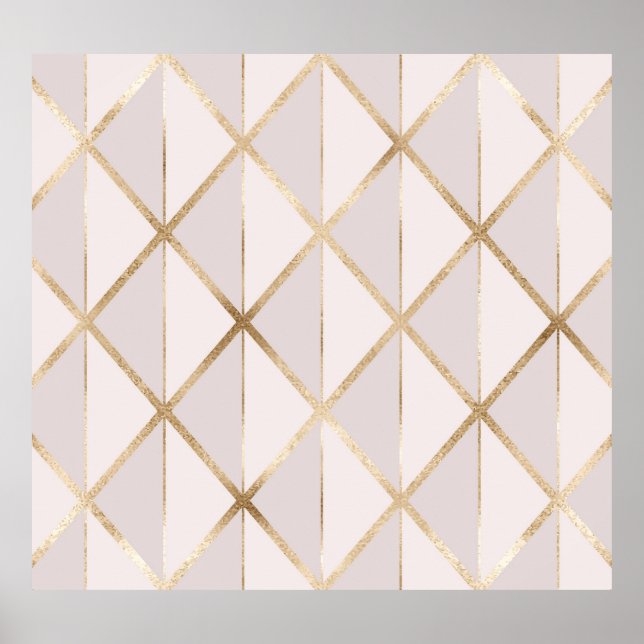Guld glitter, geometrisk rhombus mönster. poster (Framsidan)