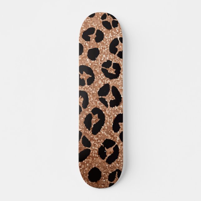 Guld Glitter Gepardtryck Djärvt Design Mini Skateboard Bräda 18,5 Cm (Framsida)