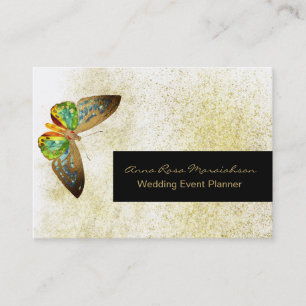 *~* Guld Glitter Gilded Butterfly Chic Girly White Visitkort