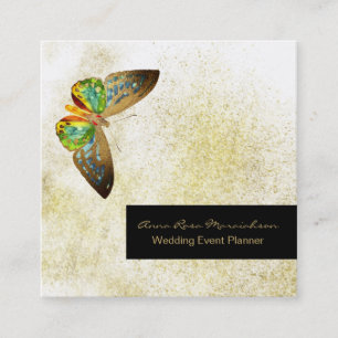 *~* Guld Glitter Gilded Butterfly Girly Chic White Fyrkantigt Visitkort