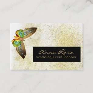 *~* Guld Glitter Gilded Butterfly Watercolor Visitkort