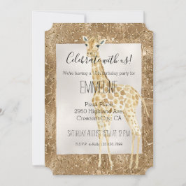 Guld Glitter Giraffe Animal Print Inbjudningar
