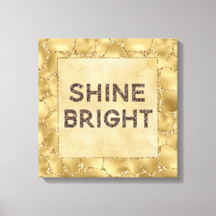 Guld Glitter Giraffe Print Shine Bright Canvastryck