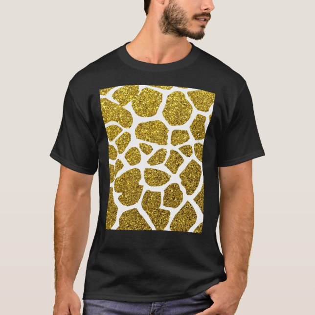 Guld Glitter Giraffe Skin Mönster Graphic T-Shirt (Framsida)