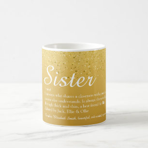 Guld Glitter Girl glam Cool Kul Syster Definition Kaffemugg