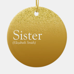 Guld Glitter Girligt Glam Glädje Cool Syster Defin Julgransprydnad Keramik