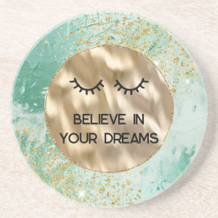 Guld Glitter Girly Glam Mint Paint Underlägg