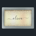 Guld Glitter Girly Luxury Modern Monogram Namn<br><div class="desc">Guld Faux Foil Metallic Gnistra Glitter Brushed Metall Monogram Namn Bälte Buckle. Detta gör perfekt studenten,  söt 16 16,  18,  21,  30,  40,  50,  60,  70,  80,  90:e,  100-årsdag,  bröllop,  möhippa,  årsdag,  babydusch eller bachelorette-gåva till någon som glam lyx och chic stilar.</div>
