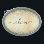 Guld Glitter Girly Luxury Modern Monogram Namn<br><div class="desc">Guld Faux Foil Metallic Gnistra Glitter Brushed Metall Monogram Namn Bälte Buckle. Detta gör perfekt studenten,  söt 16 16,  18,  21,  30,  40,  50,  60,  70,  80,  90:e,  100-årsdag,  bröllop,  möhippa,  årsdag,  babydusch eller bachelorette-gåva till någon som glam lyx och chic stilar.</div>