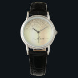 Guld Glitter Girly Luxury Modern Monogram Namn Armbandsur<br><div class="desc">Guld Faux Foil Metallic Gnistra Glitter Brushed Metall Monogram Namn Watch Watch. Det gör perfekt studenten,  födelsedag,  bröllop,  möhippa,  årsdag,  babydusch eller bachelorette-fest till någon som glam lyx och chic stilar.</div>