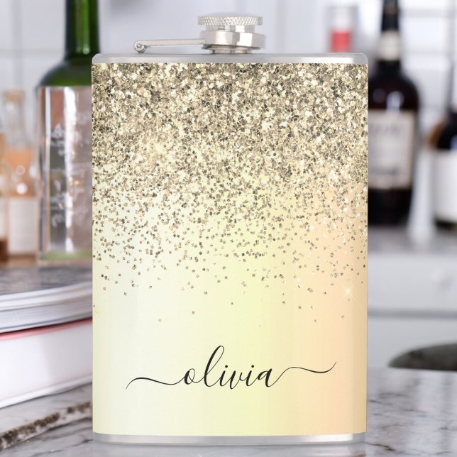 Guld Glitter Girly Luxury Modern Monogram Namn Fickplunta (Skapare uppladdad)