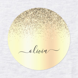 Guld Glitter Girly Luxury Modern Monogram Namn Klistermärke