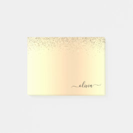 Guld Glitter Girly Luxury Modern Monogram Namn Post-it Block