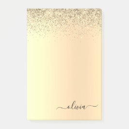 Guld Glitter Girly Luxury Modern Monogram Namn Post-it Block