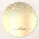 Guld Glitter Girly Luxury Modern Monogram Namn Underlägg Papper<br><div class="desc">Guld Faux Foil Metallic Gnistra Glitter Brushed Metall Monogram Namn Papper Underlägg. Det gör perfekt studenten,  födelsedag,  bröllop,  möhippa,  årsdag,  babydusch eller bachelorette-fest till någon som glam lyx och chic stilar.</div>