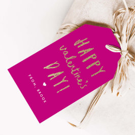 Guld Glitter Glad Alla hjärtans dag Presentetikett