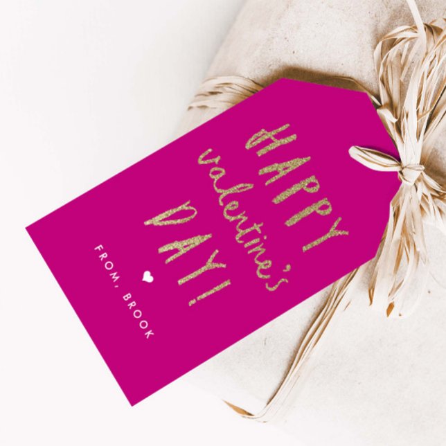 Guld Glitter Glad Alla hjärtans dag Presentetikett (Gold glitter Valentine's Day gift tag classroom Valentine's Day cards.)