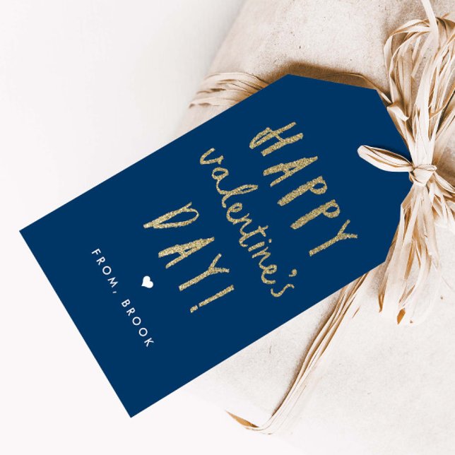 Guld Glitter Glad Alla hjärtans dag Presentetikett (Gold glitter Valentine's Day gift tag classroom Valentine's Day cards.)