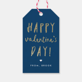 Guld Glitter Glad Alla hjärtans dag Presentetikett