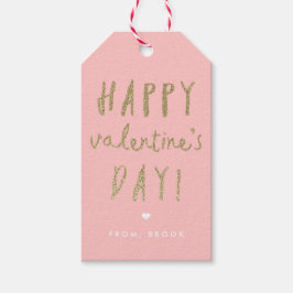 Guld Glitter Glad Alla hjärtans dag Presentetikett