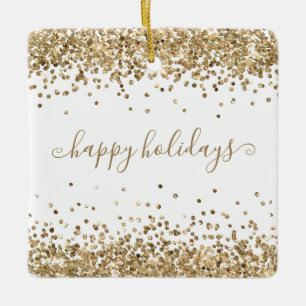 Guld Glitter Glad helg Gnistra och Shine Julgransprydnad Keramik