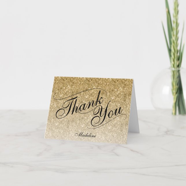 Guld Glitter Glam Bat mitzvah Kort (Framsida)