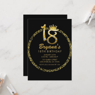 Guld Glitter Glam Diamant Bling Glitter 18:e 18 Inbjudningar
