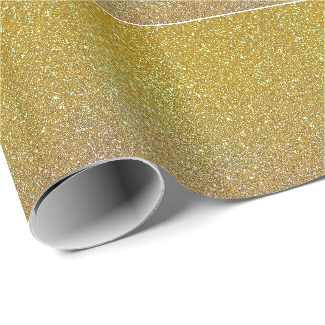 Guld Glitter Glam Faux Foil Gnistra Presentpapper (Rullad Hörn)