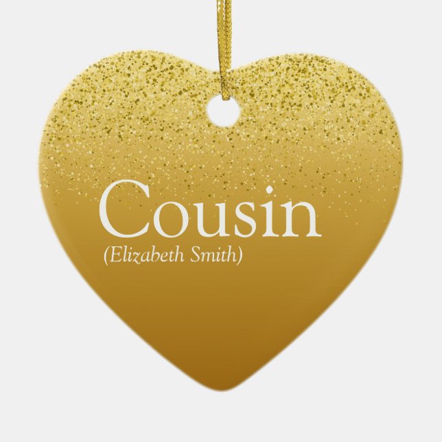 Guld Glitter Glam Favorite Best Cousin Definition Julgransprydnad Keramik (Framsidan)