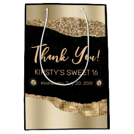 Guld Glitter Glam Kant och Diamonds Sweet 16