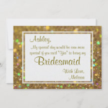 Guld Glitter Glam kommer du att bli min bridesmaid