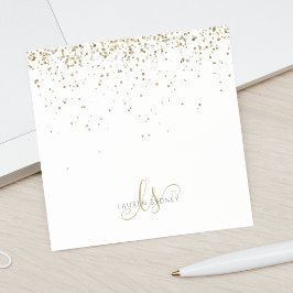 Guld Glitter Glam Monogram Namn Post-it Block