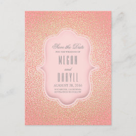 Guld Glitter Glamour Vintage Rosa Spara Datum Meddelande Vykort