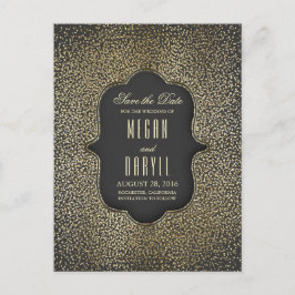 Guld Glitter Glamour Vintage Spara Datum Meddelande Vykort
