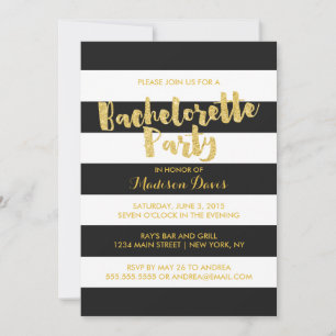 Guld Glitter Glamous Bachelorette Party Inbjudan