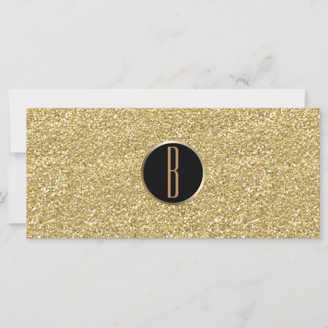 Guld Glitter Glans Glam Monogram Presentkort (Framsida)