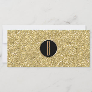 Guld Glitter Glans Glam Monogrampresentkort