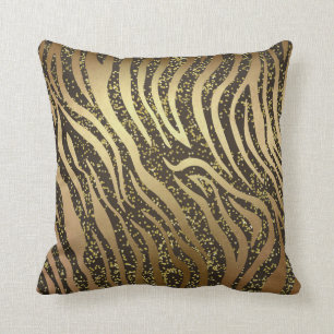 Guld Glitter Glans Zebraskog Safari Glamour Kudde