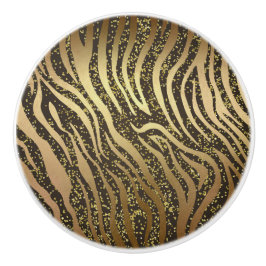 Guld Glitter Glans Zebrastripig Djungel Safari Gla Knopp