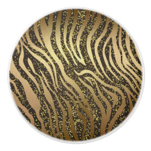 Guld Glitter Glans Zebrastripig Djungel Safari Gla Knopp