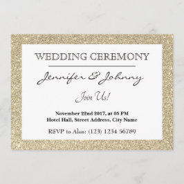 Guld glitter, glatt inramad inbjudningar