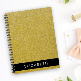 Guld Glitter, Glitter, bakgrund, ditt namn Anteckningsbok