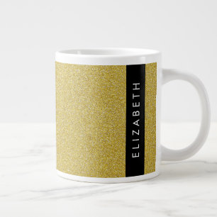 Guld Glitter, Glitter, bakgrund, ditt namn Jumbo Mugg