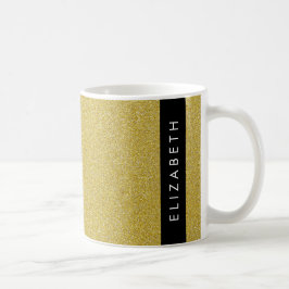 Guld Glitter, Glitter, bakgrund, ditt namn Kaffemugg
