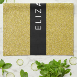 Guld Glitter, Glitter, bakgrund, ditt namn Kökshandduk