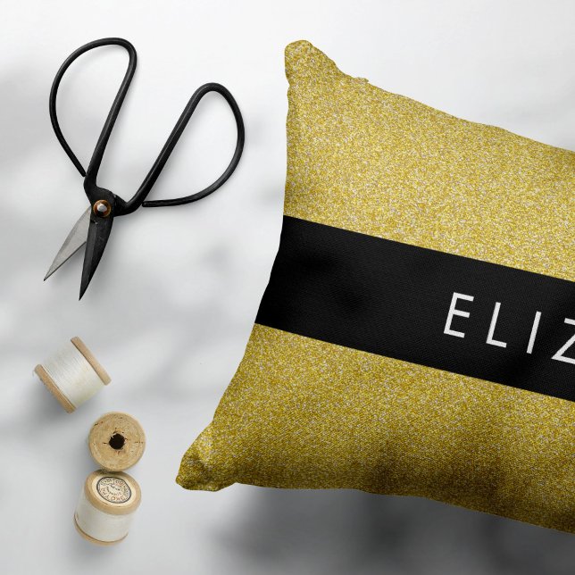 Guld Glitter, Glitter, bakgrund, ditt namn Prydnadskudde (Skapare uppladdad)