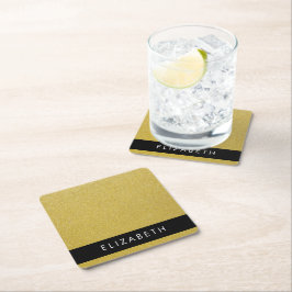 Guld Glitter, Glitter, bakgrund, ditt namn Underlägg Papper Kvadrat